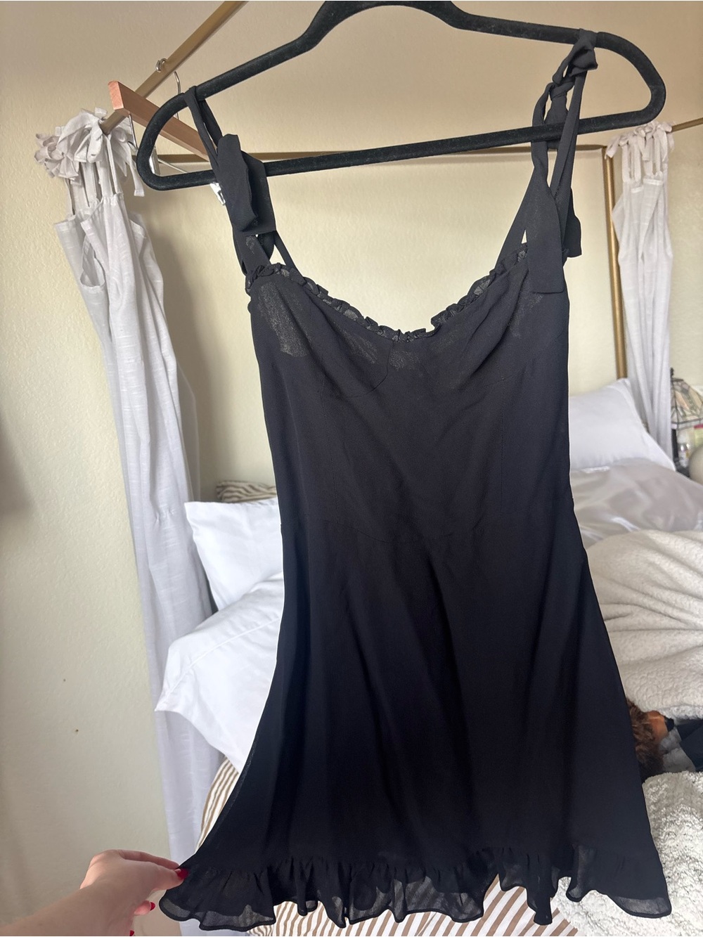 Reformation Black Mini Dress with Tie Straps